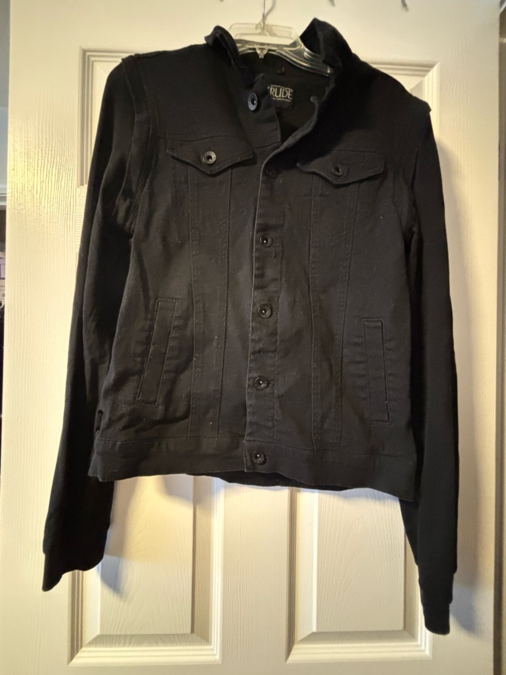 RUDE Black Button-Front Utility Jacket